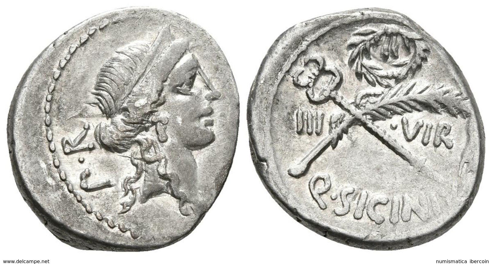 Q. SICINIUS. Denario. 49 A.C. Roma. A/ Busto Con Diadema De Fortuna  Derecha, Detrás P·R Y Delante FORT. R/ Palma Y Cadu - República (-280 / -27)