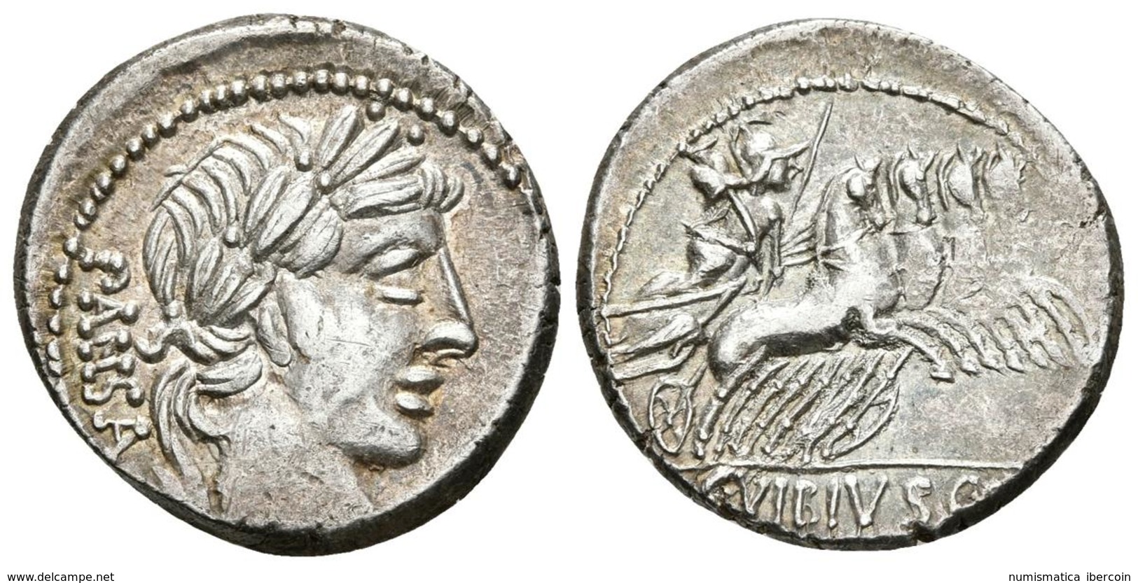 C. VIBIUS. PANSA. Denario. 90 A.C. Roma. A/ Cabeza Laureada De Apolo A Derecha, Bajo La Barbilla Símbolo, Detrás PANSA.  - Republic (280 BC To 27 BC)