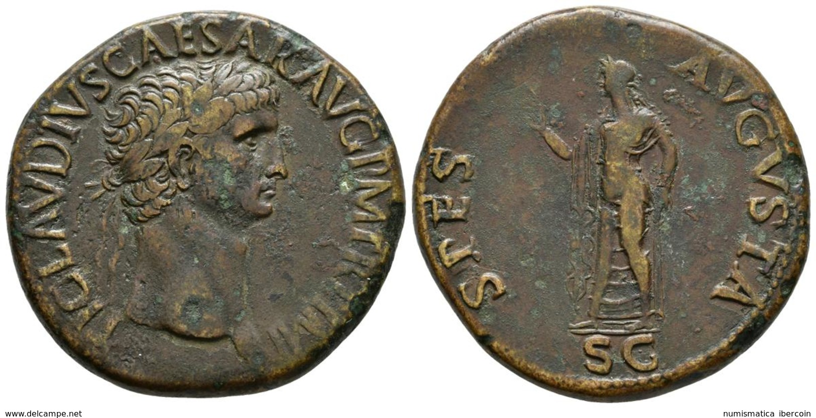 CLAUDIO. Sestercio. 41-50 A.C. Roma. A/ Busto Laureado A Derecha. TI CLAVDIVS CAESAR AVG P M TR P IMP. R/ Spes Avanzando - Autres & Non Classés