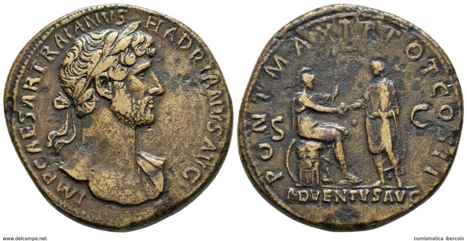 ADRIANO. Sestercio. 118 D.C. Roma. A/ Busto Laureado A Derecha Con Drapeado Sobre Hombro Izquierdo. IMP CAESAR TRAIANVS  - Autres & Non Classés