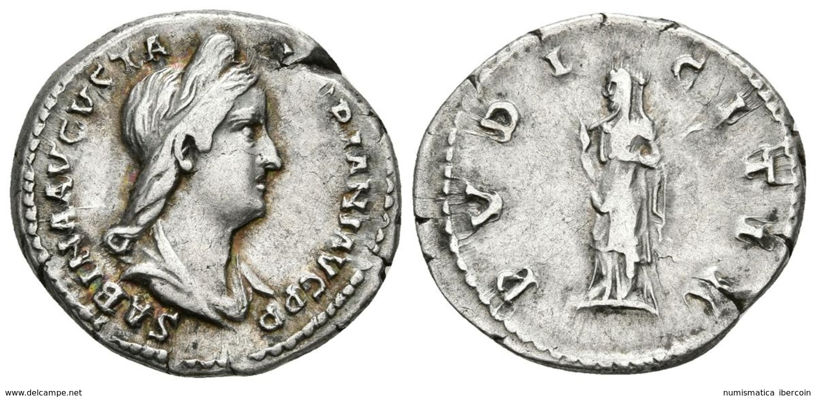 SABINA. Denario. 128-137 D.C. Roma. A/ Busto Con Diadema Y Drapeado A Derecha. SABINA AVGVSTA HADRIANI AVG P P. R/ Pudic - Other & Unclassified