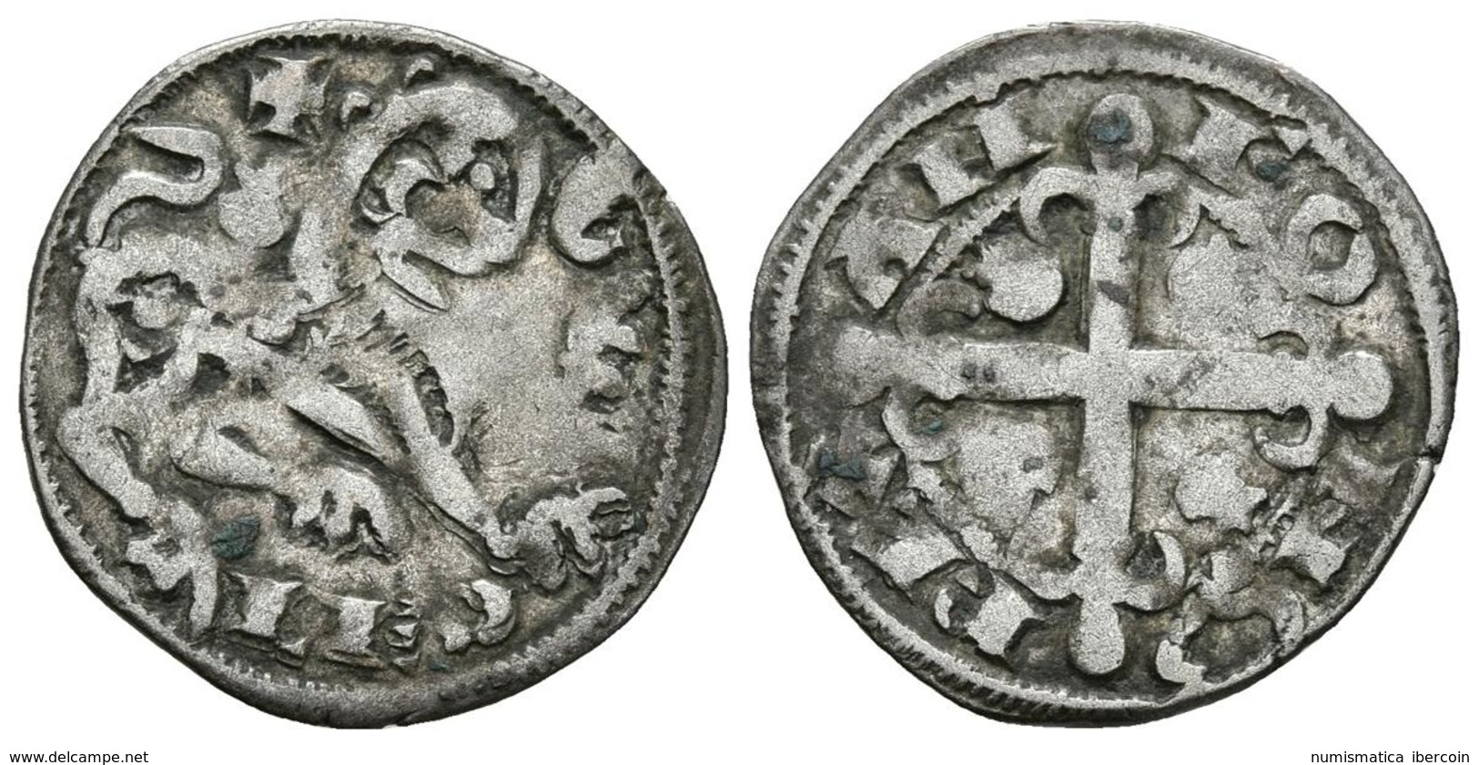 ALFONSO IX. Dinero. (1188-1230). Coruña. C Delante Del León Y SI Superpuestas. AB No Cita. Ve. 1,16g. MBC. Muy Rara. - Autres & Non Classés