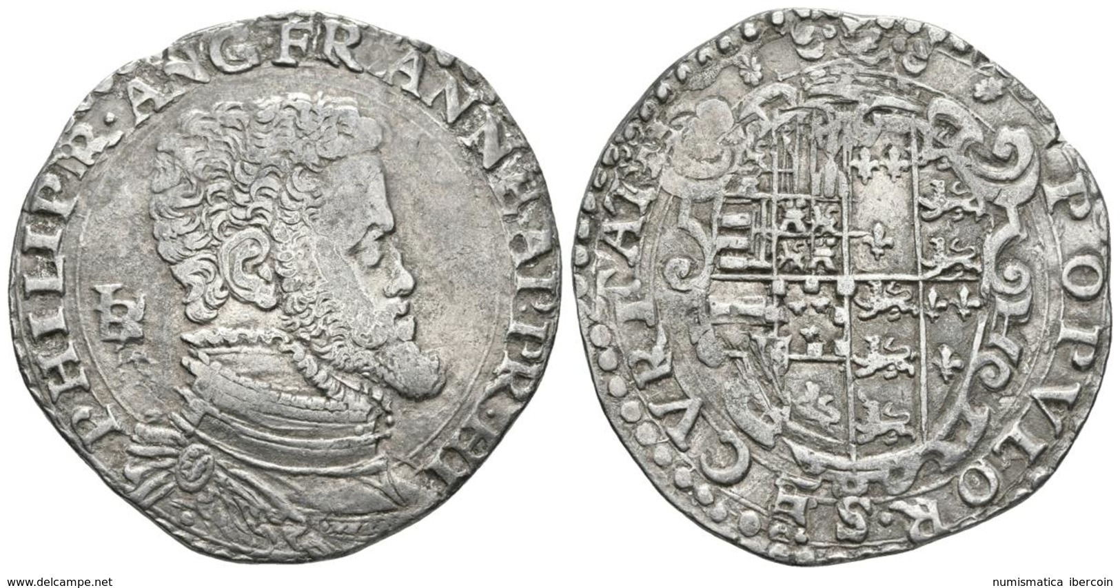 FELIPE II. 1/2 Ducado. S/D. Nápoles IBR. Con El Título De Rey De Inglaterra. Vti-349; Mir 160; Pannuti-Riccio 5. Ar. 14, - Other & Unclassified