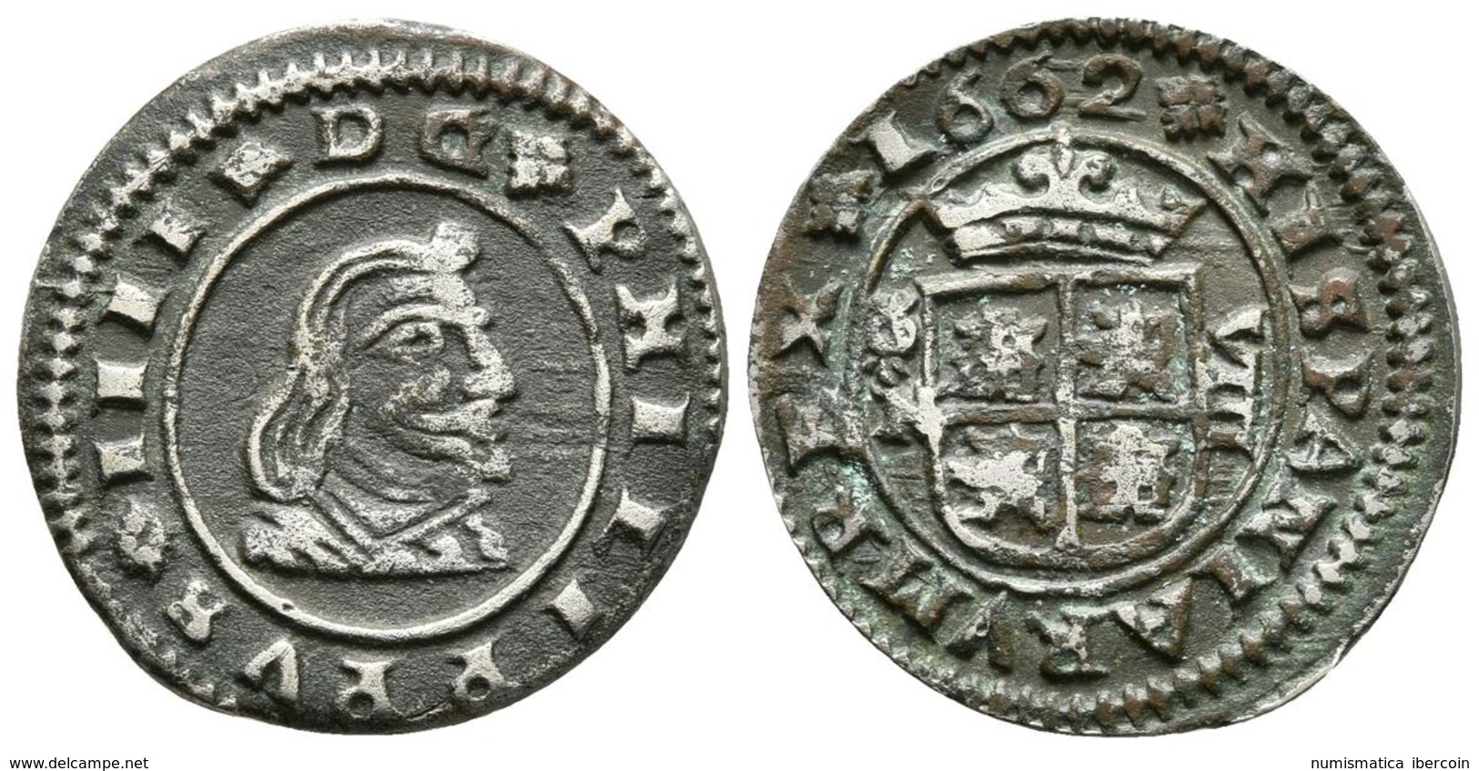 FELIPE IV. 8 Maravedís. 1662. Granada N. Cal-1363; J.S. M-242. Ae. 2,12g. MBC+. - Otros & Sin Clasificación