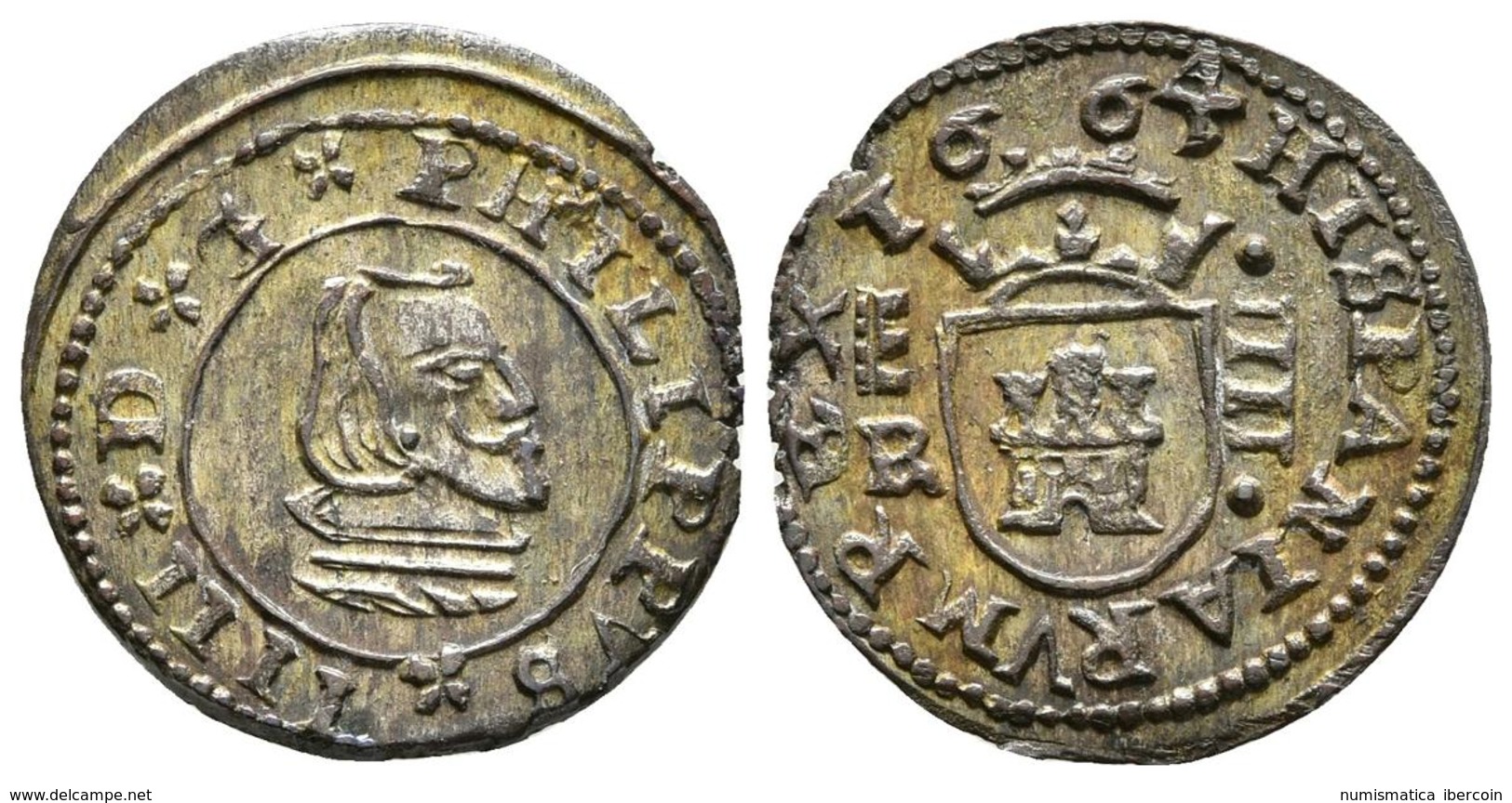 FELIPE IV. 4 Maravedís. 1663. Madrid S. Cal-1448; J.S. M-454. Ae. 1,01g. EBC-. - Otros & Sin Clasificación