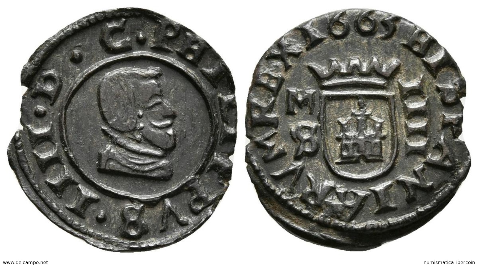 FELIPE IV. 4 Maravedís. 1664/3. Segovia BR. Cal-1553 Var; J.S. M-573. Ae. 1,34g. Conserva Gran Parte Del Plateado Origin - Autres & Non Classés