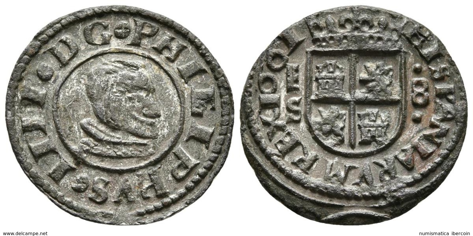 FELIPE IV. 8 Maravedís. 1661. Segovia S. Cal-1531; J.S. M-538. Ae. 2,23g. Conserva Parte Del Plateado Original. EBC-/EBC - Other & Unclassified