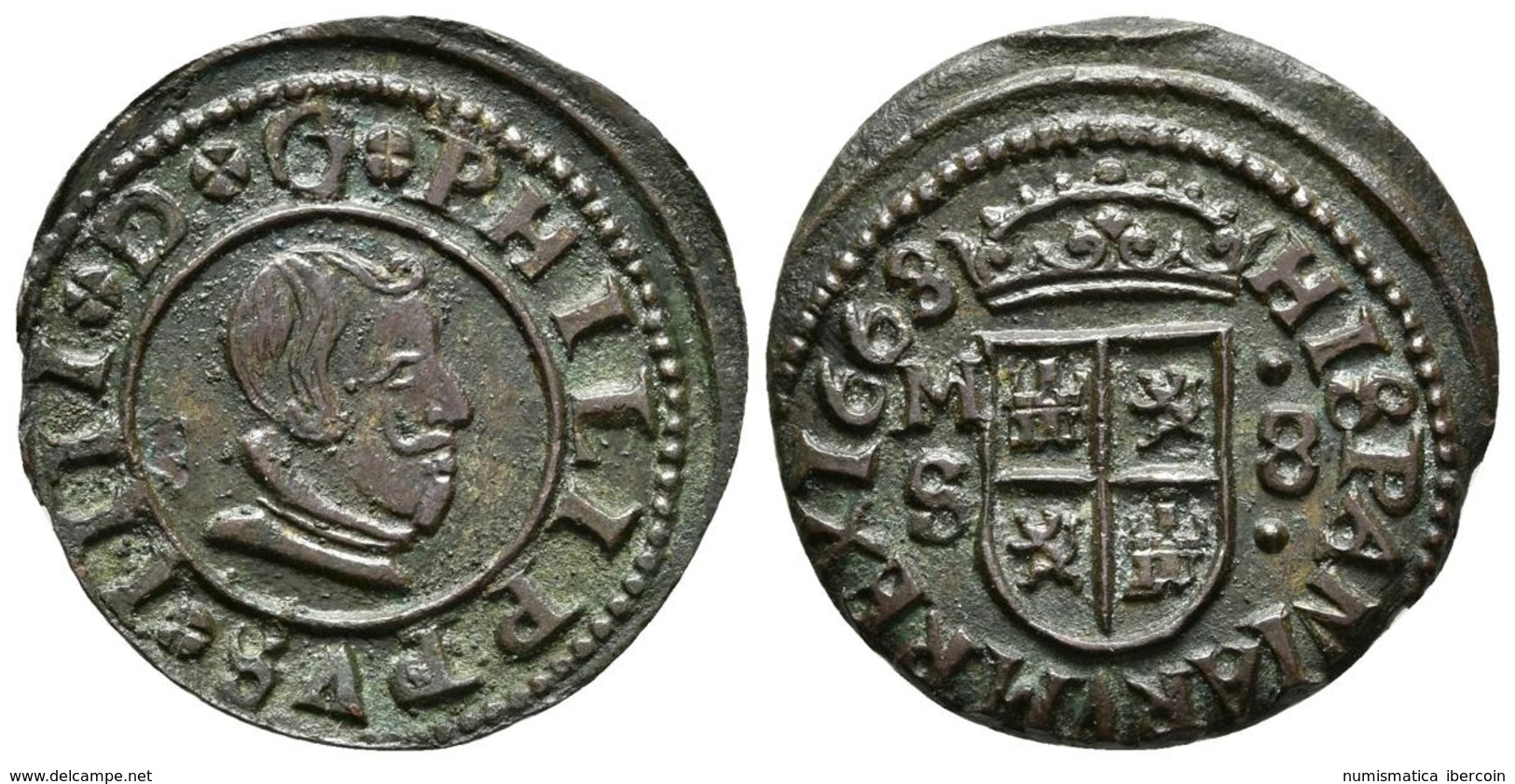 FELIPE IV. 8 Maravedís. 1663. Madrid S. Cal-1431; J.S. M-423. Ae. 2,18g. Buen Ejemplar. EBC-. - Other & Unclassified
