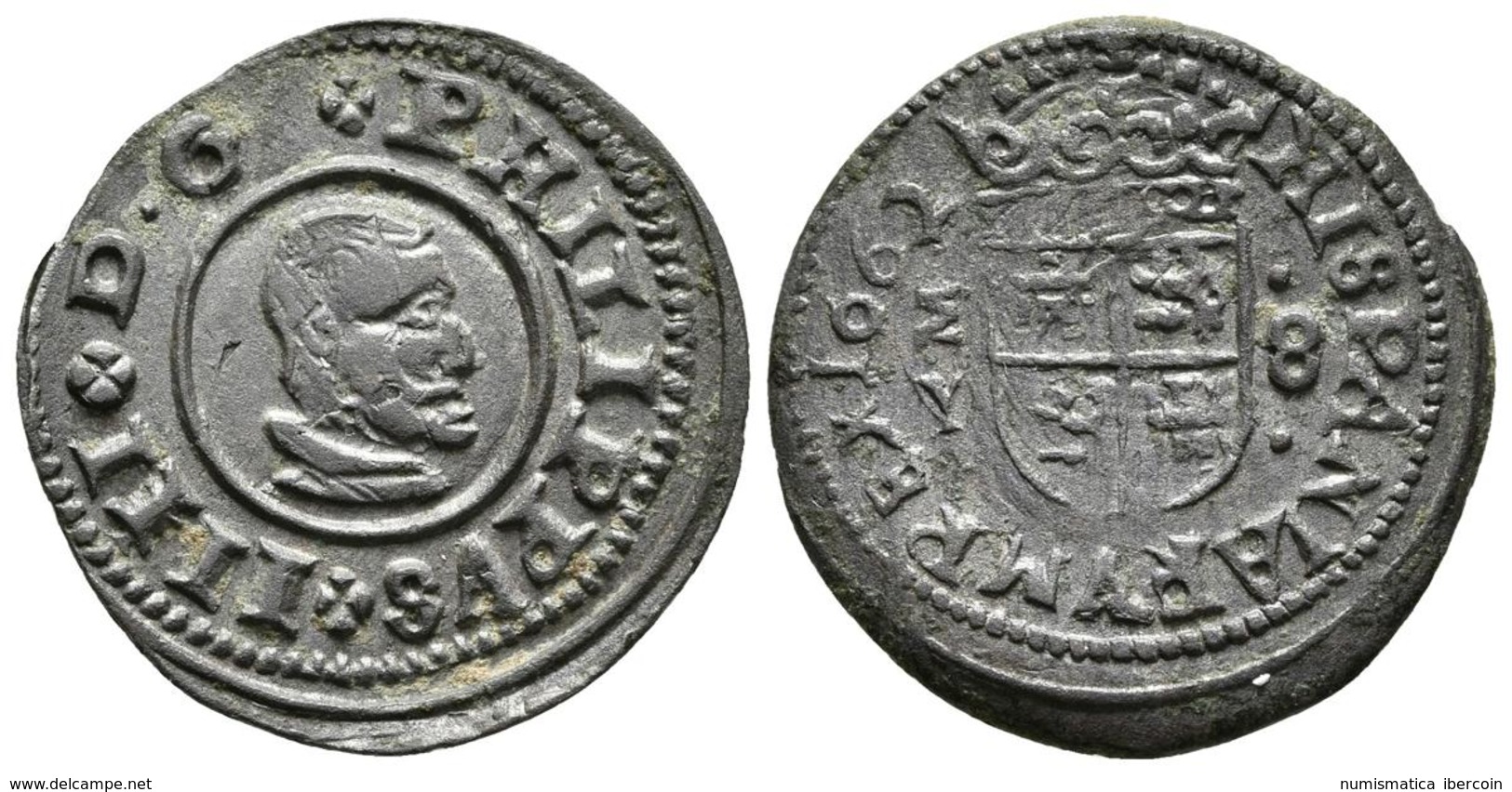 FELIPE IV. 8 Maravedís. 1662. Madrid Y. Punto Entre D Y G. Cal-1423; J.S. M-436 Var. Ae. 2,13g. MBC+. - Otros & Sin Clasificación