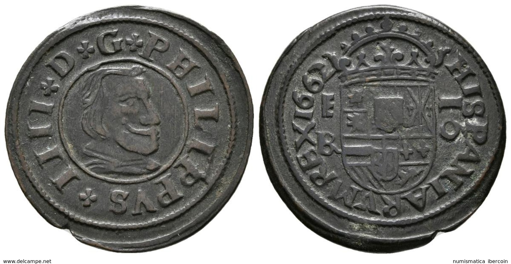 FELIPE IV. 16 Maravedís. 1662. Segovia BR. Cal-1510; J.S. M-518. Ae. 4,38g. EBC-. - Other & Unclassified