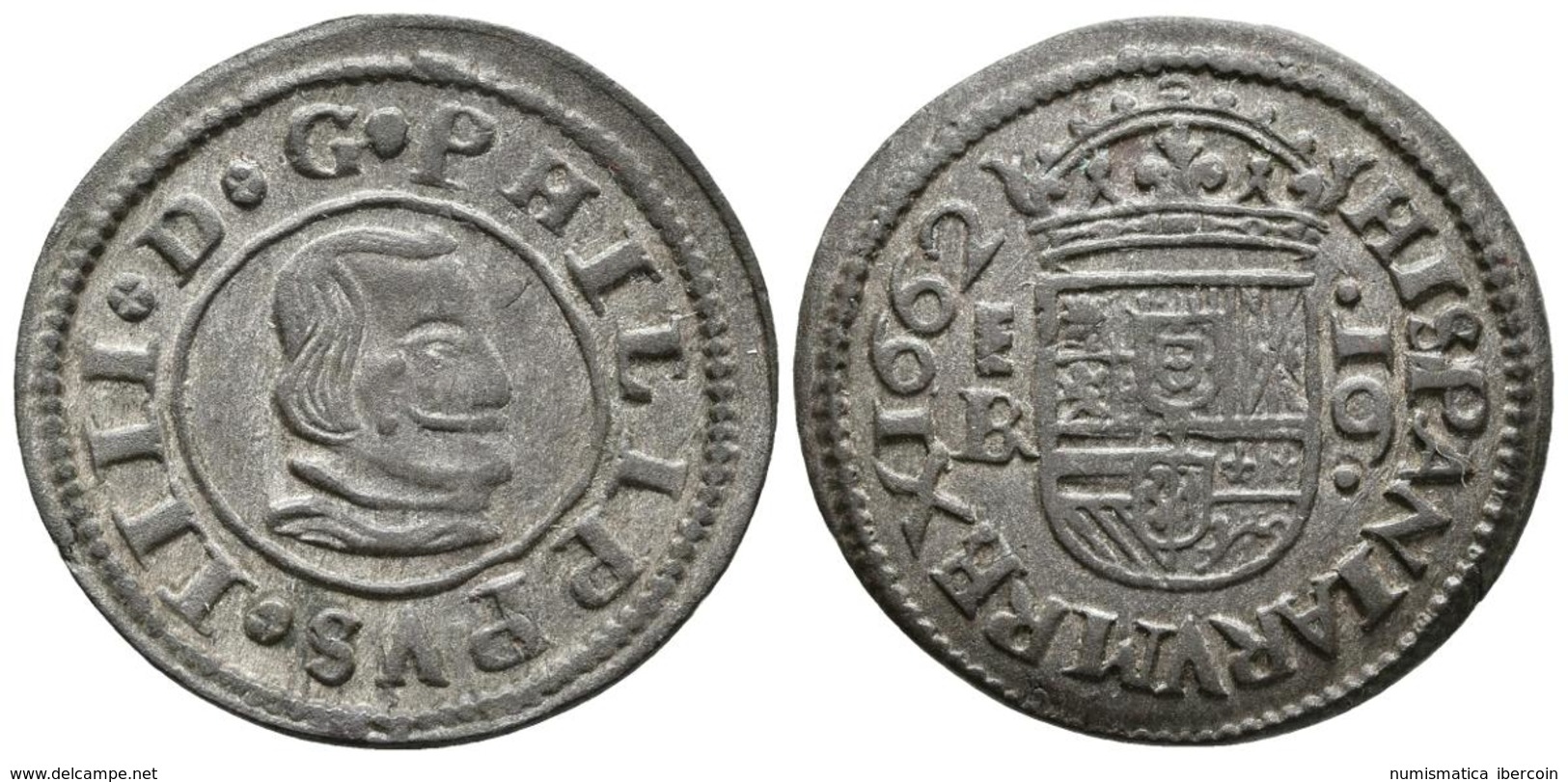 FELIPE IV. 16 Maravedís. 1662. Segovia BR. Cal-1510; J.S. M-519. Ae. 4,54g. Conserva Parte Del Plateado Original. EBC. - Other & Unclassified