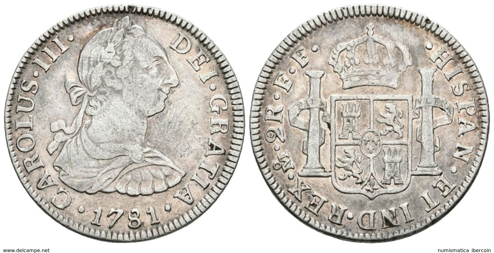 CARLOS III. 2 Reales. 1781. México FF. Cal-1348. Ar. 6,64g. MBC+. - Autres & Non Classés