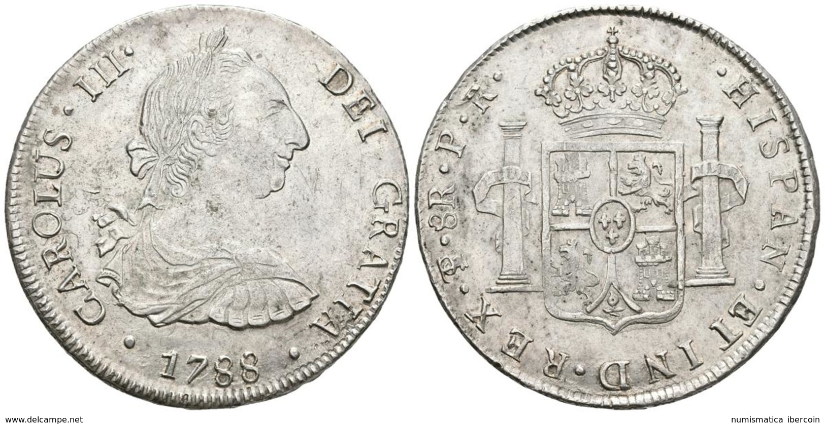 CARLOS III. 8 Reales. 1788. Potosí PR. Flan Grande. Cal-997. Ar. 27,03g. EBC. - Other & Unclassified