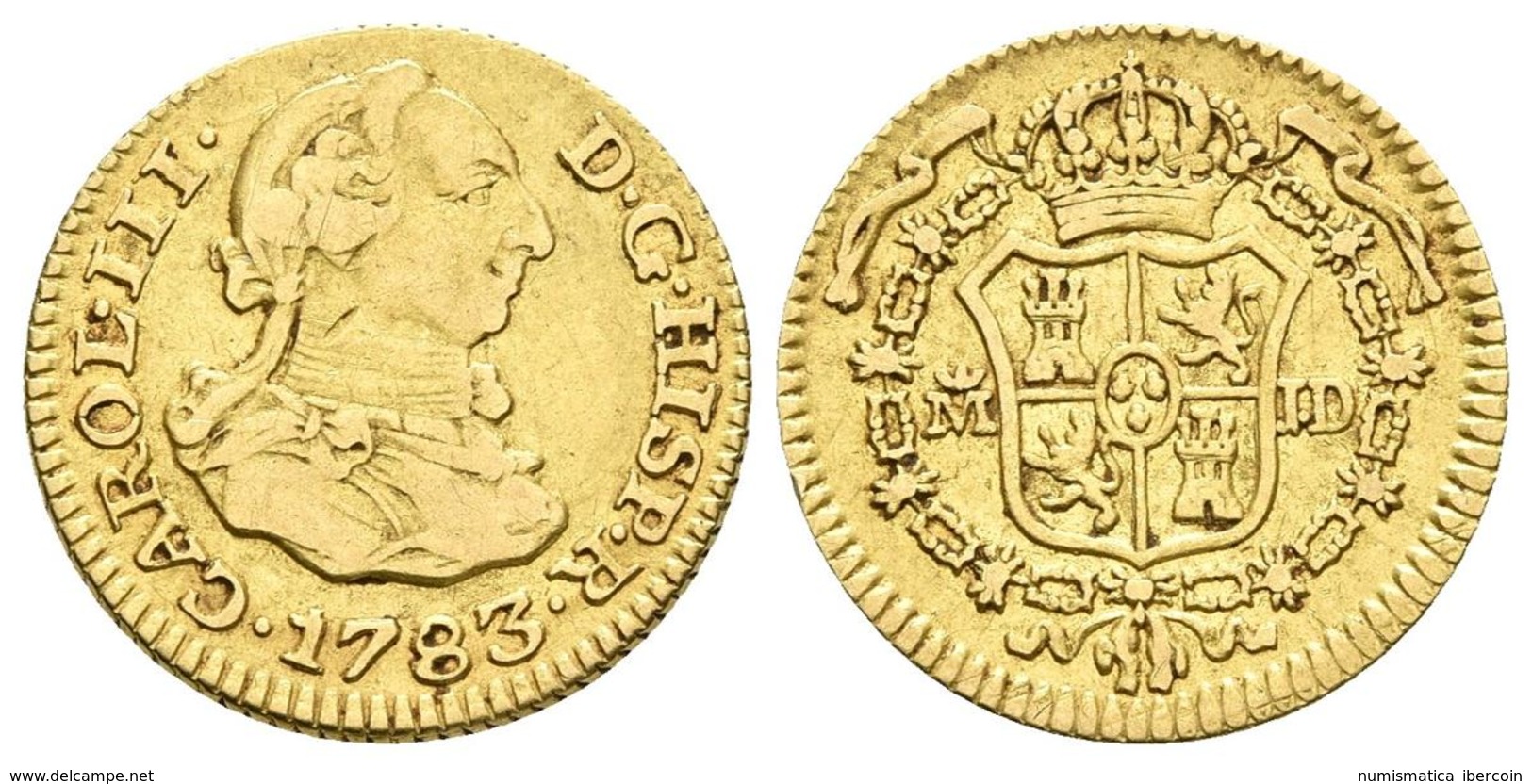 CARLOS III. 1/2 Escudo. 1783. Madrid JD. Cal-774. Au. 1,76g. MBC-. - Other & Unclassified