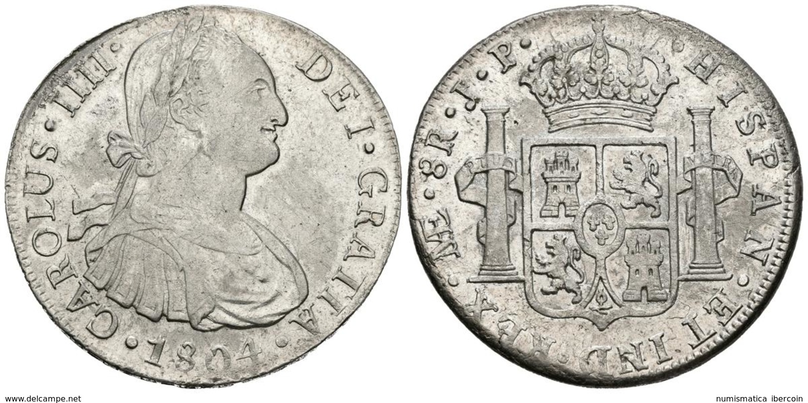 CARLOS IV. 8 Reales. 1804. Lima JP. Cal-661. Ar. 27,01g. Plata Ligeramente Agria. EBC. - Autres & Non Classés