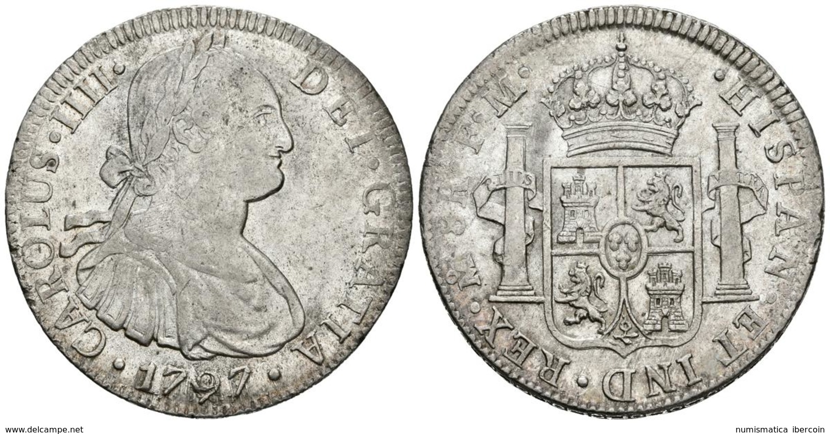 CARLOS IV. 8 Reales. 1797. México FM. Cal-691. Ar. 26,93g. Brillo Original. MBC+. - Otros & Sin Clasificación