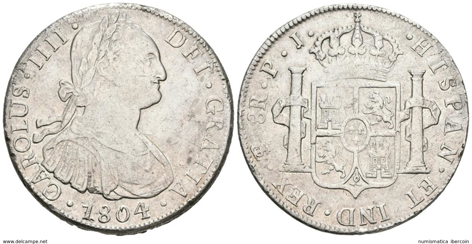 CARLOS IV. 8 Reales. 1808. México TH. Cal-709. Ar. 26,73g. MBC. - Otros & Sin Clasificación