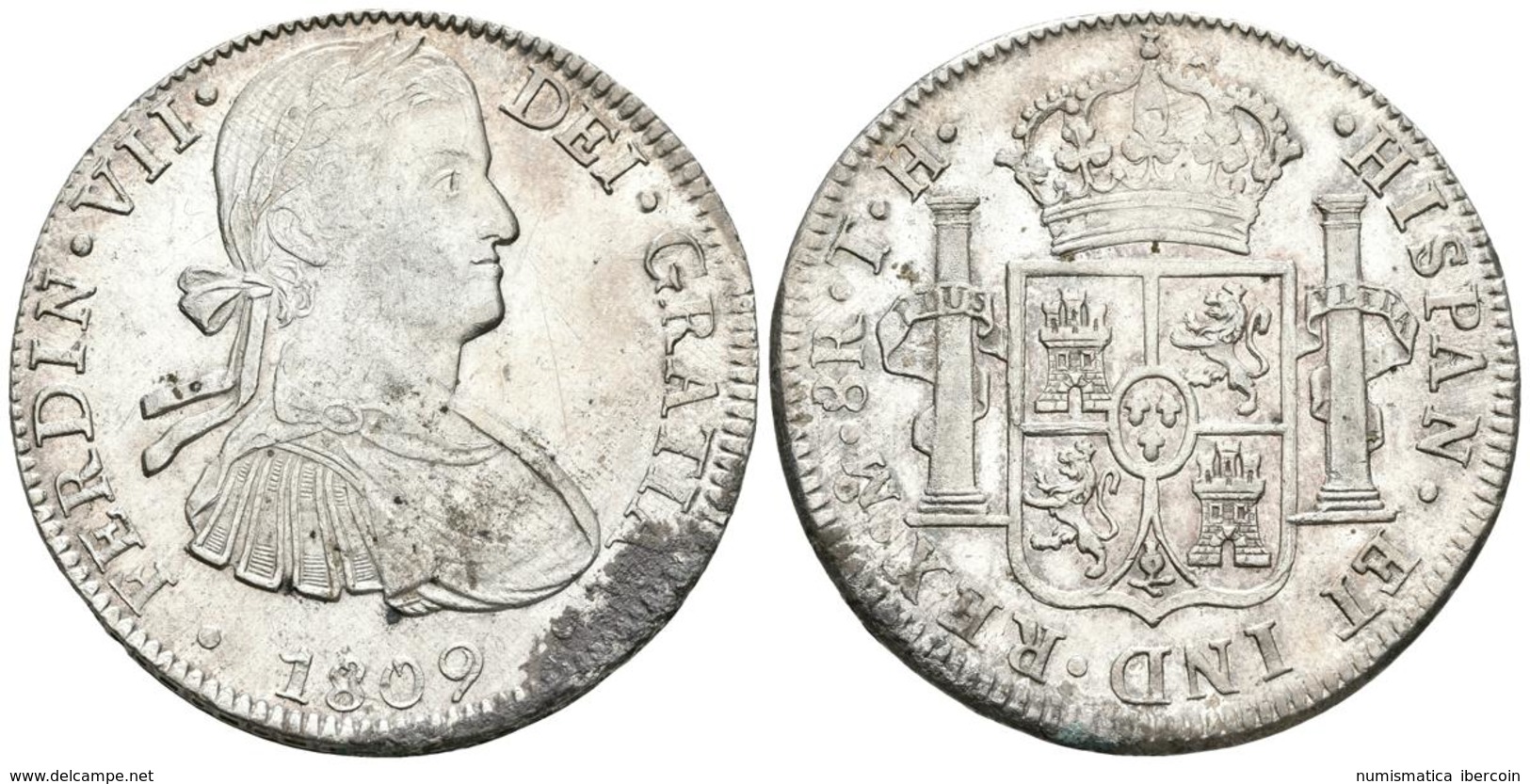 FERNANDO VII. 8 Reales. 1809. México TH. Busto Imaginario. Cal-539. Ar. 27,00g. EBC+/SC-. Escasa Así. - Autres & Non Classés