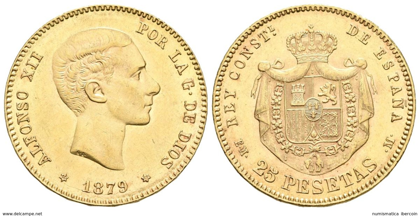 ALFONSO XII. 25 Pesetas. 1879 *18-79. Madrid EMM. Cal-9. Au. 8,07g. EBC. - Autres & Non Classés