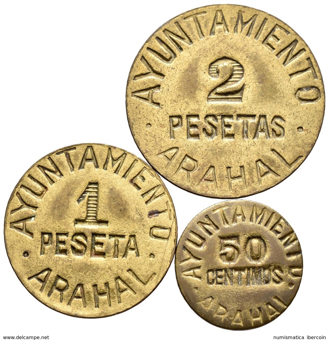 ARAHAL. Serie Completa (2 Ptas, 1 Pta Y 50 Cts). Cal-2. La. EBC-/EBC. Escasa. - Other & Unclassified