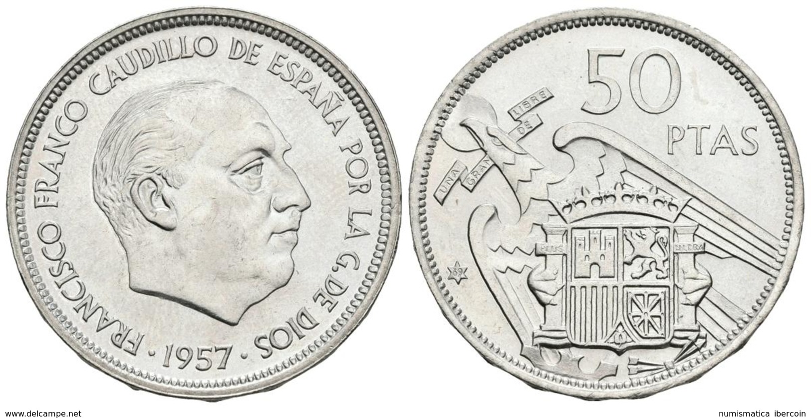 ESTADO ESPAÑOL. 50 Pesetas. 1957 *69. Procedente De Tira F.N.M.T. Cal-22. 12,55g. Manchita En Anverso. Proof. - Other & Unclassified