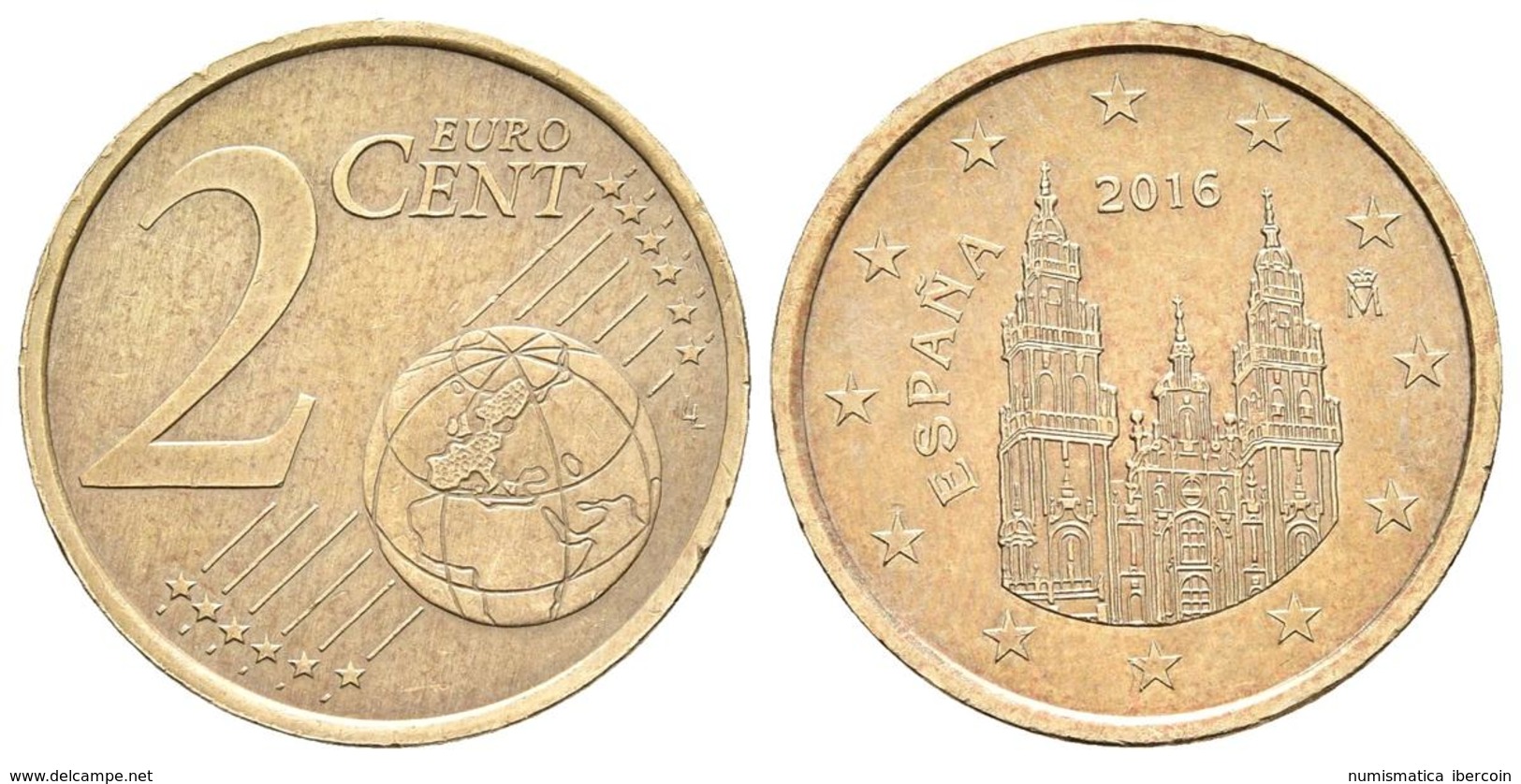 JUAN CARLOS I. 2 Céntimos. 2016. Acuñada Sobre El Núcleo De Una Moneda De 2 Euros. 4,13g. SC. Muy Rara. - Other & Unclassified