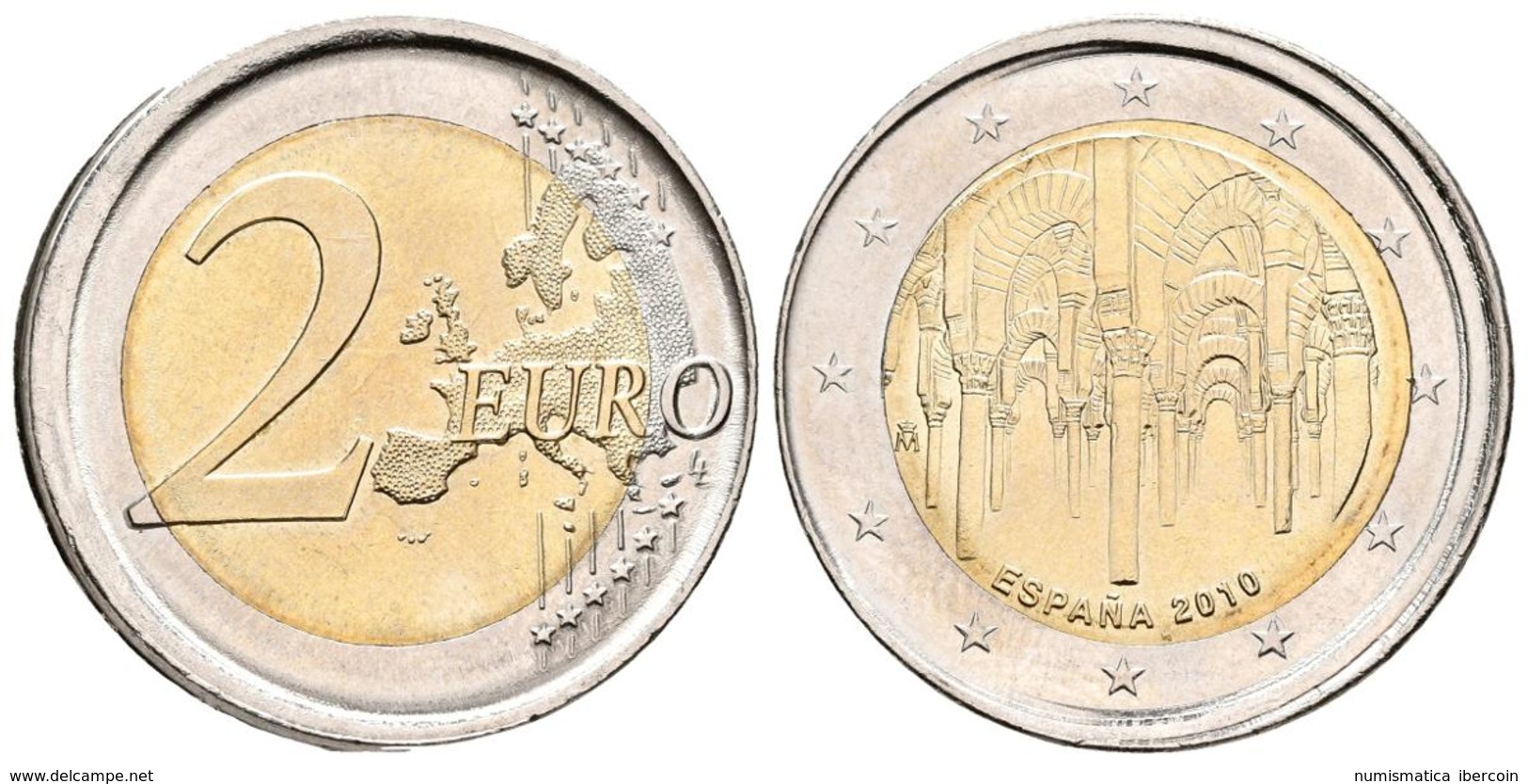 JUAN CARLOS I. 2 Euros. 2010. Mezquita De Córdoba. Acuñación Desplazada, Nucleo Irregular Y Canto Corona Sin Estrías. 8, - Other & Unclassified