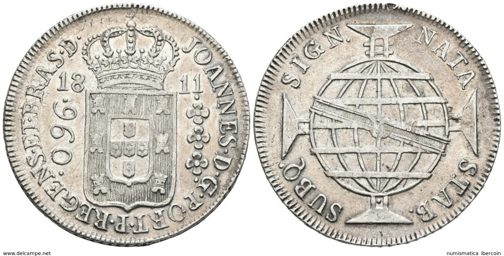 BRASIL. Joao VI. 960 Reis. 1811. Río De Janeiro. Km#307.3. Ar. 26,66g. Acuñada Sobre Un 8 Reales Español. MBC. - Other & Unclassified