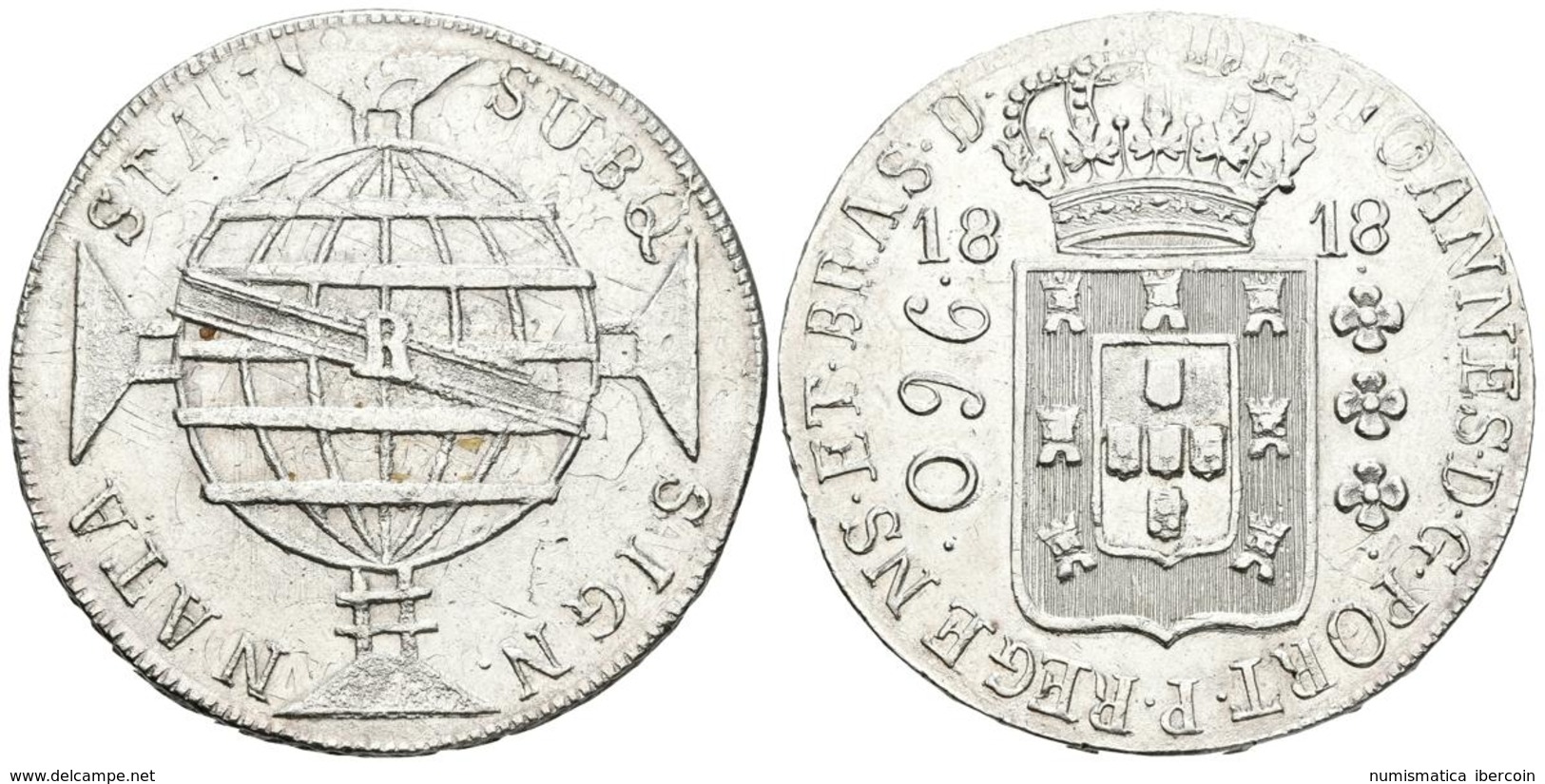 BRASIL. Johannes, Príncipe Regente. 960 Reis. 1818. Río De Janeiro. Km#307.3. Ar. 26,17g. Acuñada Sobre Un 8 Reales Espa - Otros & Sin Clasificación