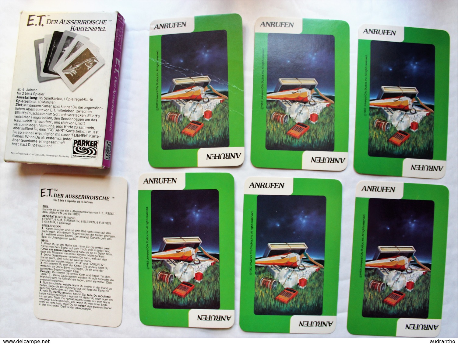 Peu Courant Jeu De Cartes Vintage 1982 Parker Film E.T. L'extraterrestre Steven Spielberg Kartenspiel Der Ausserirdische - Autres & Non Classés