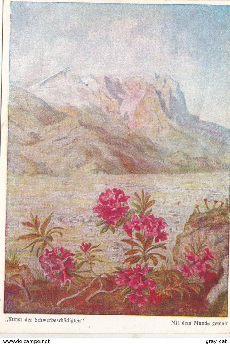 Alpenrosen Bei Garmisch , Nach Einem Mit Dem Munde Gemalten Original Von Arnulf Erich Stegmann, Used Postcard [22267] - Paintings