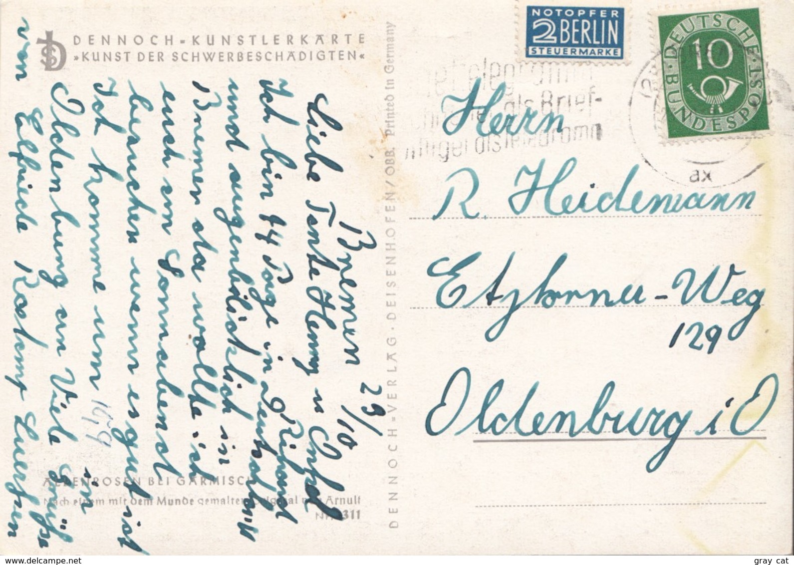 Alpenrosen Bei Garmisch , Nach Einem Mit Dem Munde Gemalten Original Von Arnulf Erich Stegmann, Used Postcard [22267] - Paintings