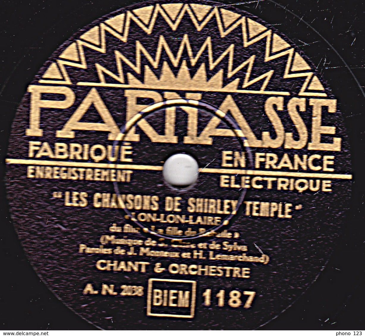 78 Trs - 25 Cm - état B - LES CHANSONS DE SHIRLEY TEMPLE - L'AVION EN BONBON - LON-LON-LAIRE - CHANT Et ORCHESTRE - 78 T - Disques Pour Gramophone