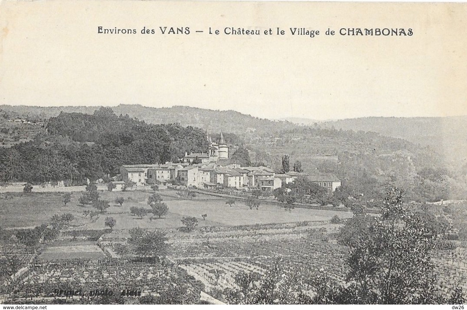 Environs De Vans (Ardèche) - Le Château Et Le Village De Chamboans - Brunel Photo - Carte Non Circulée - Sonstige & Ohne Zuordnung