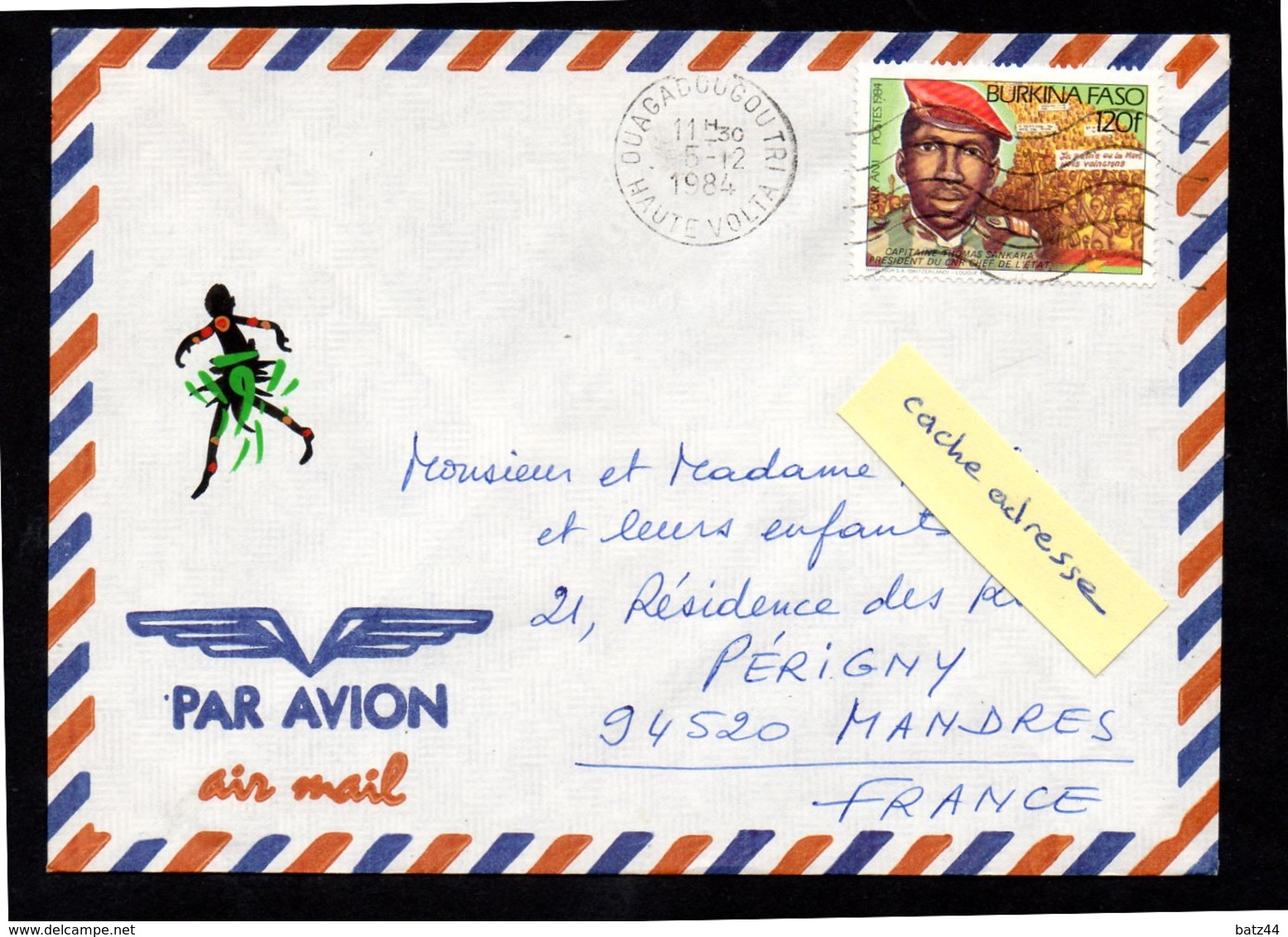 BURKINA FASO Enveloppe Cover Ouagadougou Tri 05 12 1984 - Burkina Faso (1984-...)