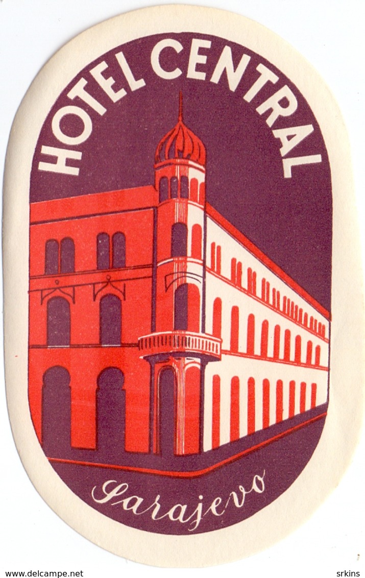 Luggage Label Hotel CENTRAL Sarajevo Bosnia Yugoslavia - Hotel Labels