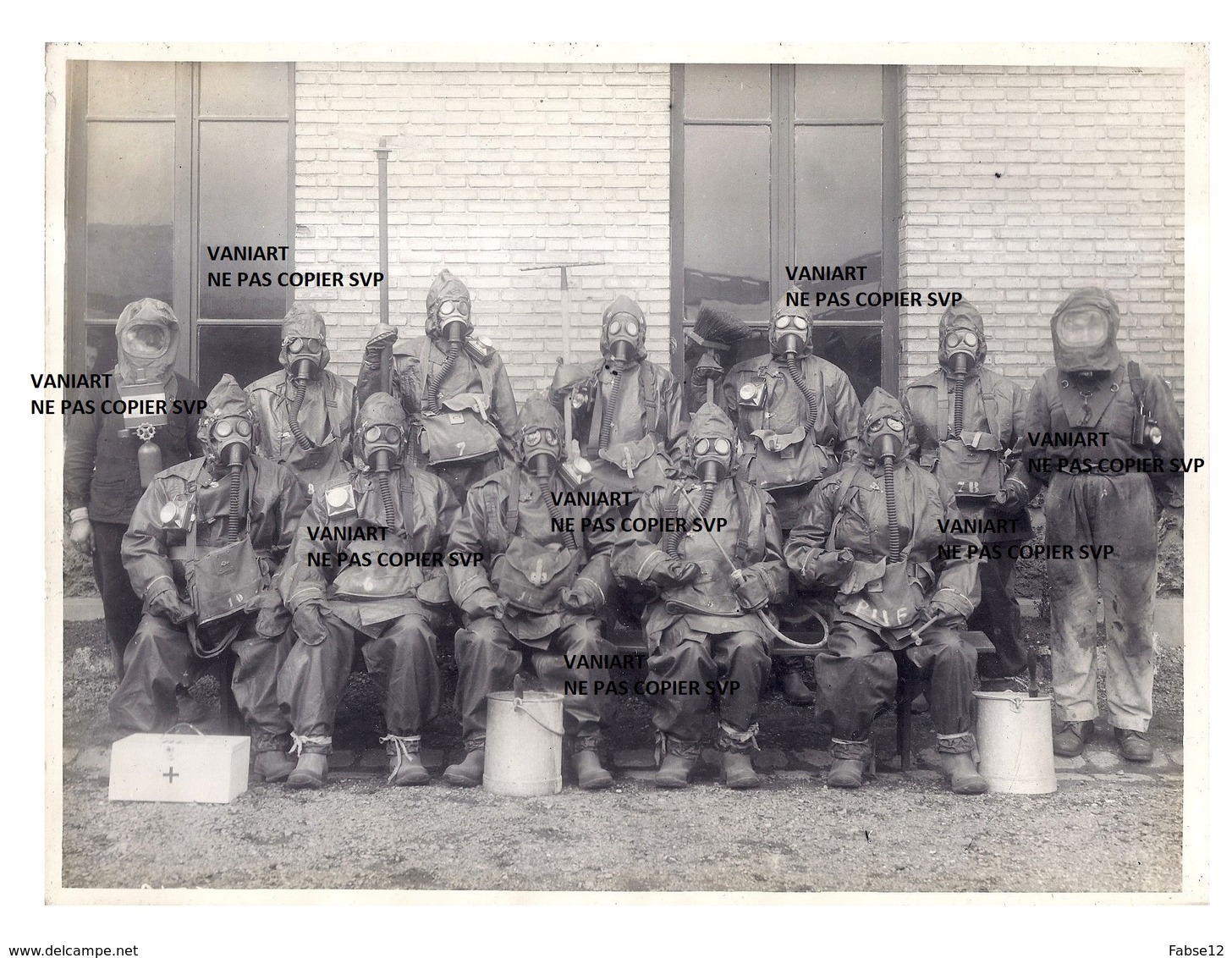 Originale Photo Historique C 1935 Défense Passive A.T.V  Pompier - Pompiers Tous Nommées Au Dos - Masques à Gaz ..- - Alte (vor 1900)