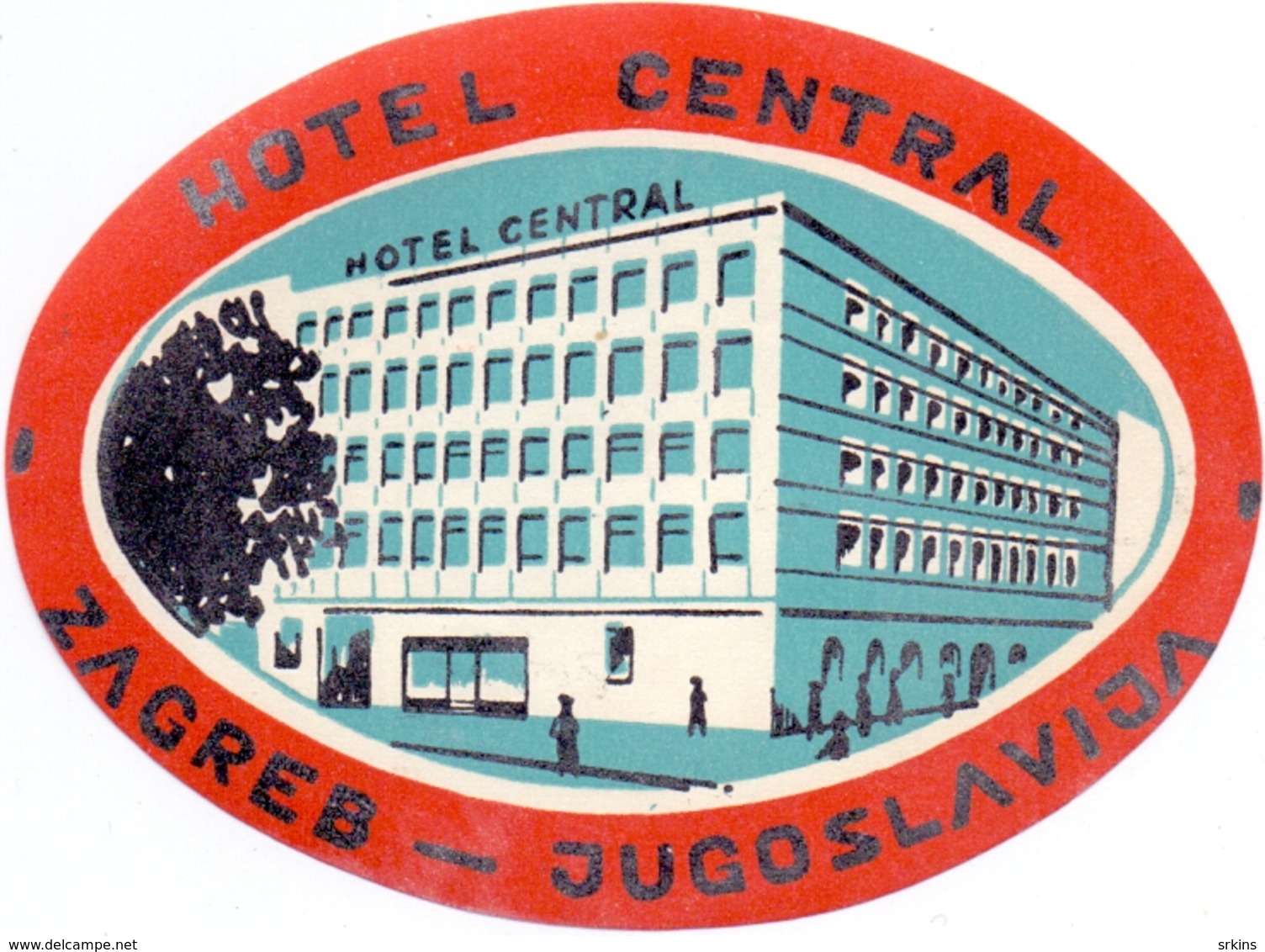 Luggage Label Hotel CENTRAL Zagreb Croatia Yugoslavia - Hotel Labels