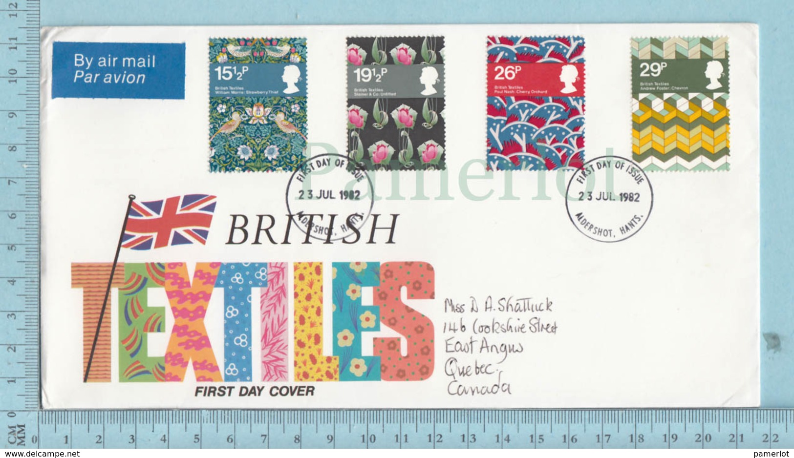 GB - FDC 1982 British Textilies,  Stamps, Send To Canada Via Air Mail , - Textile