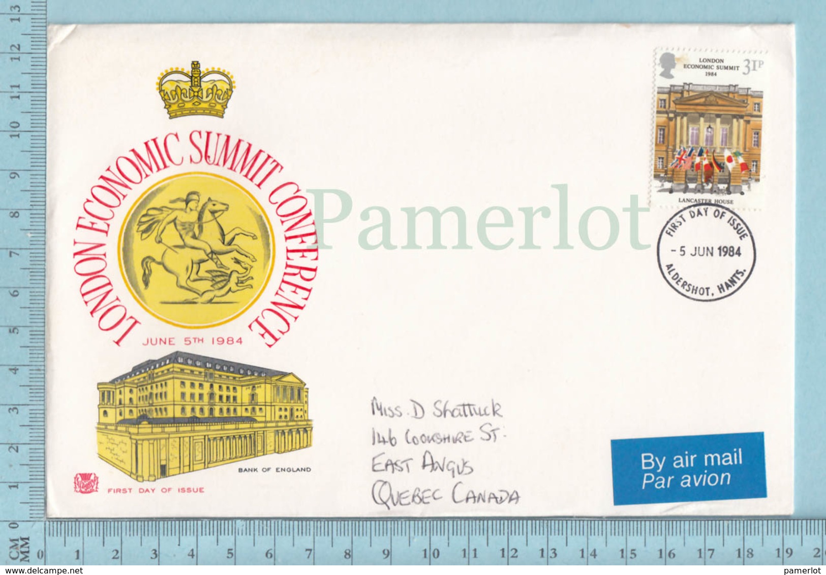 GB - FDC PPJ, 1984 , 1 Stamp, Flame: London Economic Summit Conference, Send To Canada Viai Air - Autres & Non Classés