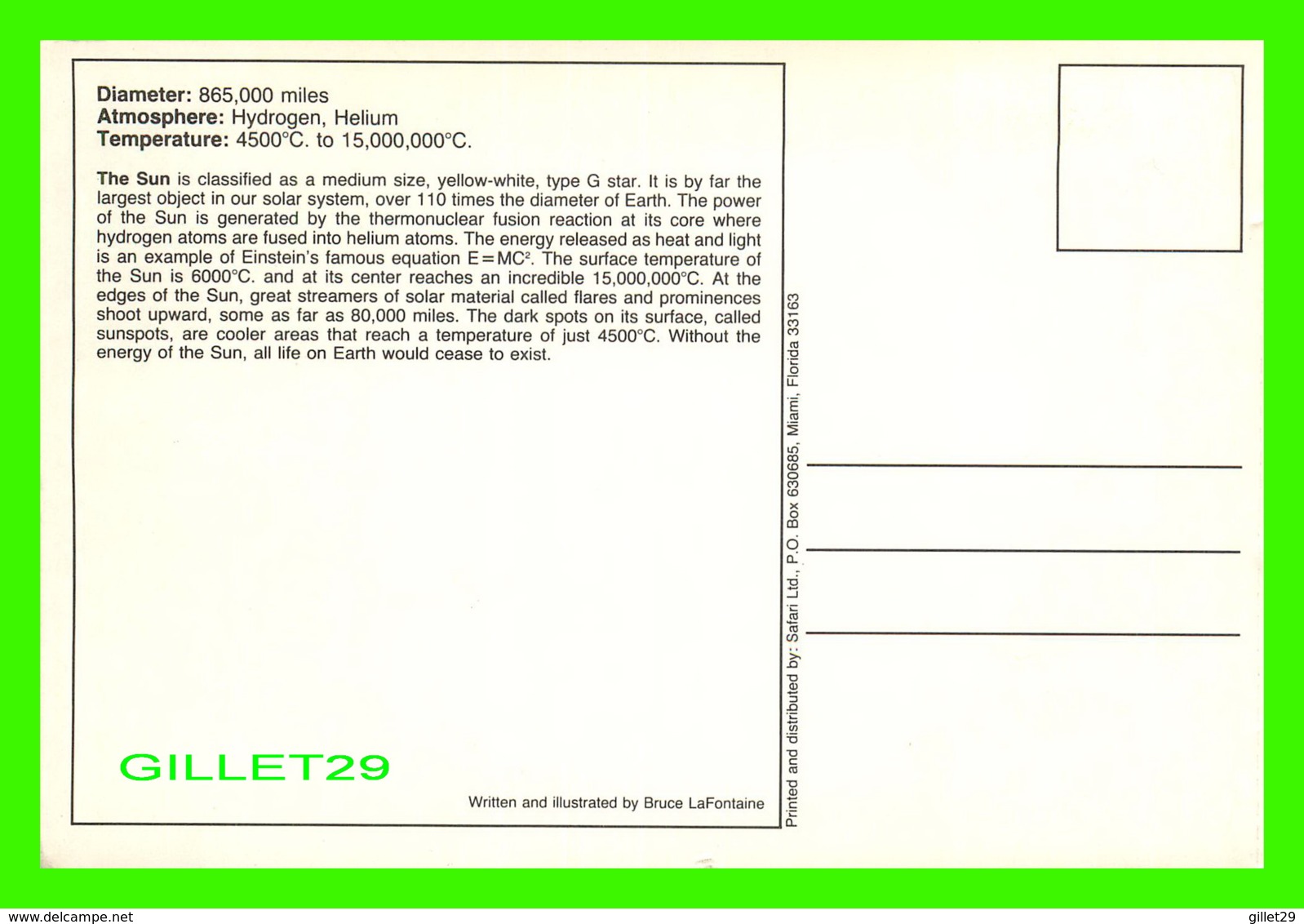 ASTRONOMIE - THE SUN - ILLUSTRATED BY BRUCE LAFONTAINE - DIMENSION 11.5 X 17 Cm - - Astronomie