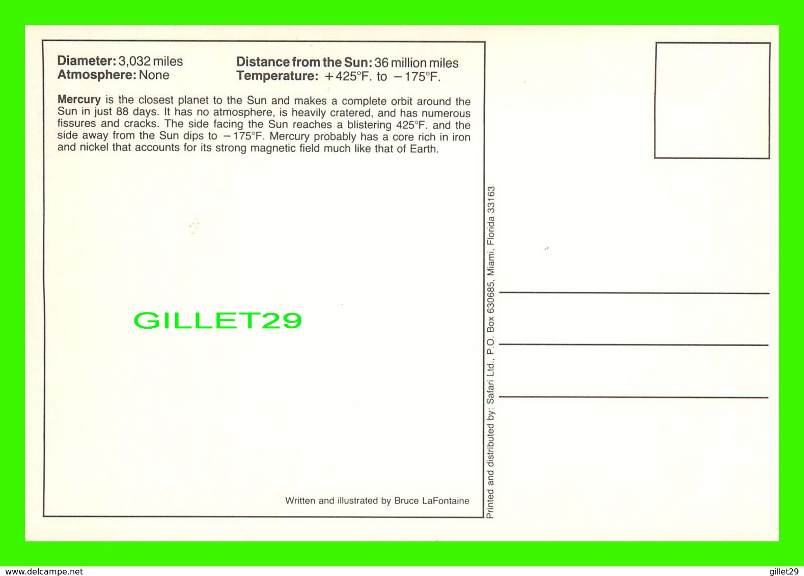 ASTRONOMIE - MERCURY - ILLUSTRATED BY BRUCE LAFONTAINE - DIMENSION 11.5 X 17 Cm - - Astronomia