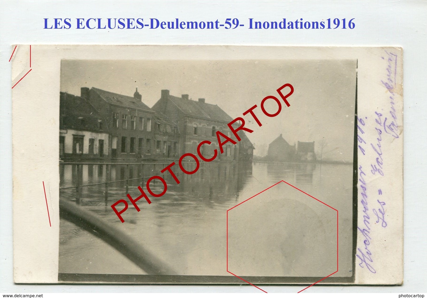 LES ECLUSES-DEULEMONT-Inondation 1916-CARTE PHOTO Allemande-Guerre14-18-1WK-France-59- - Autres & Non Classés