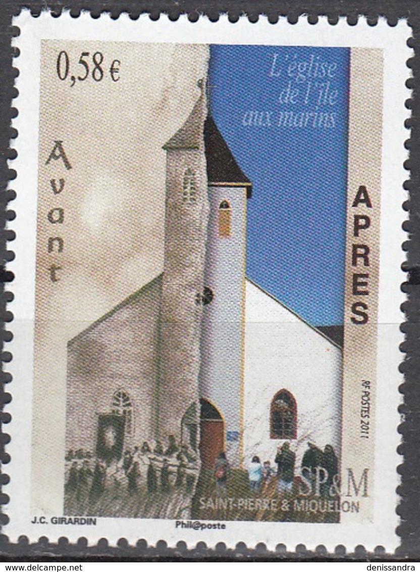 Saint-Pierre & Miquelon 2011 Yvert 1000 Neuf ** Cote (2015) 2.20 Euro Eglise De L'île Aux Marins - Unused Stamps