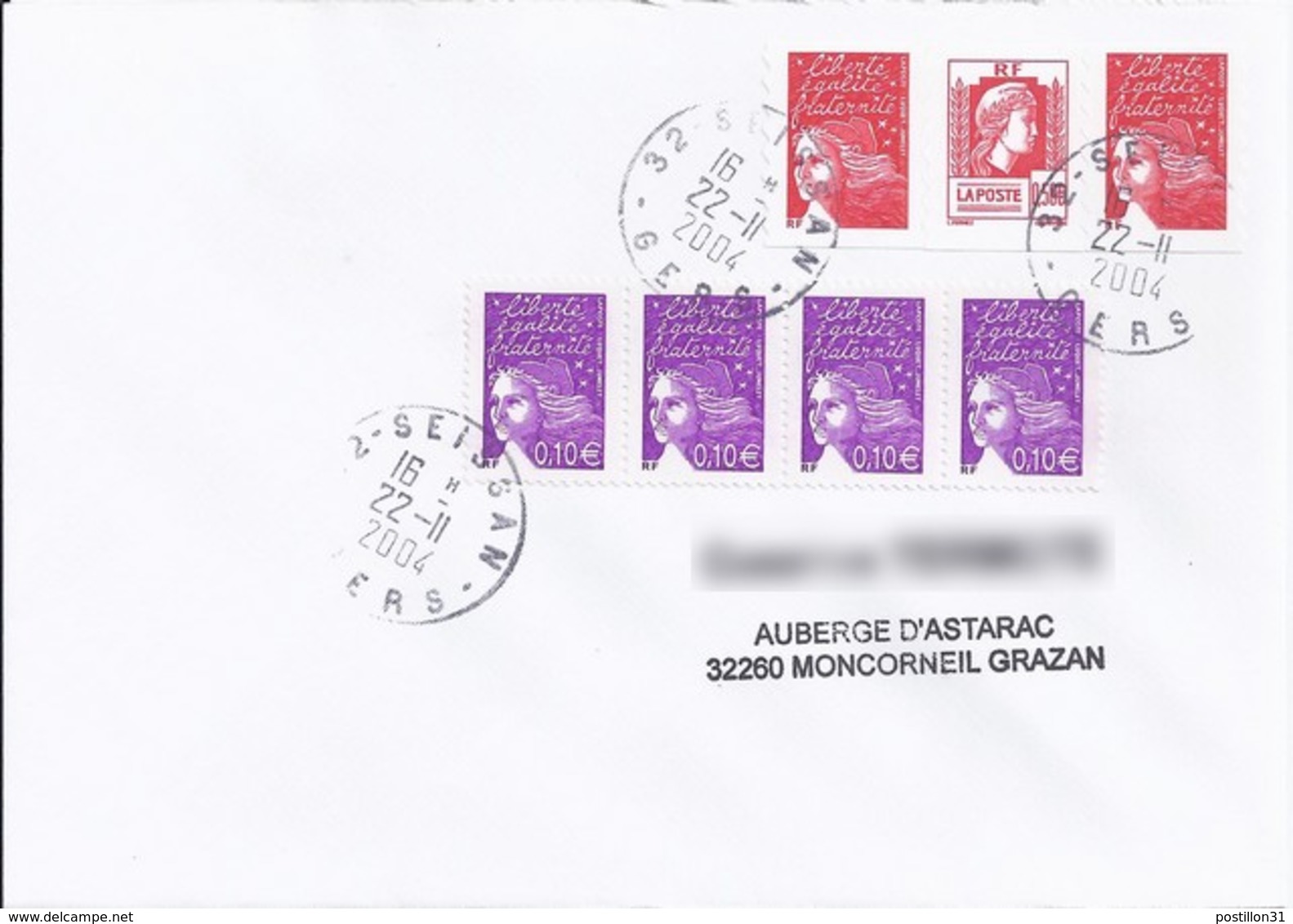 MARIANNE DE LUQUET/ALGER N°3716PAIRE + DIVERS  SUR LETTRE DE 2004 - 1944 Coq Et Maríanne D'Alger