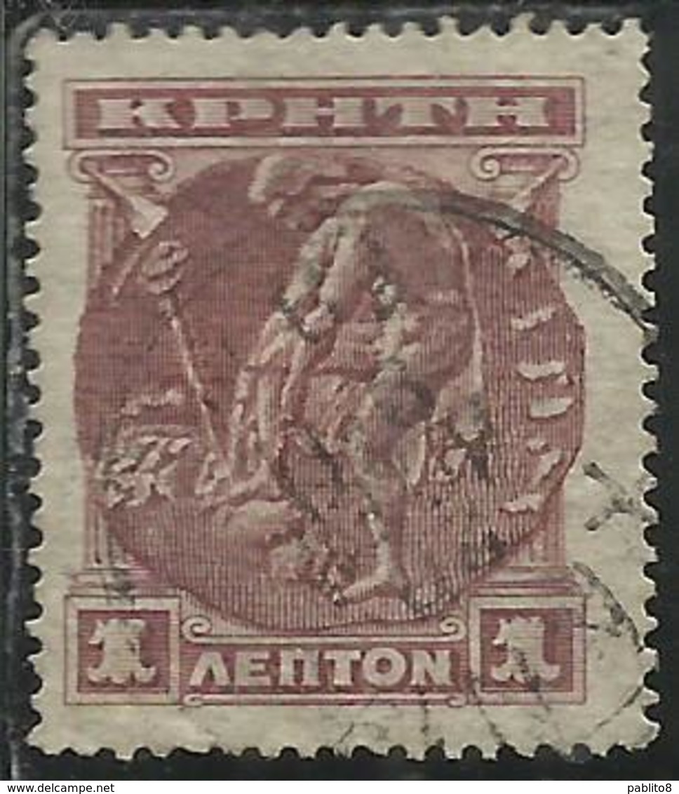 CRETE CRETA 1900 HERMES MERCURIO LEPTA 1L  USATO USED OBLITERE' - Crète