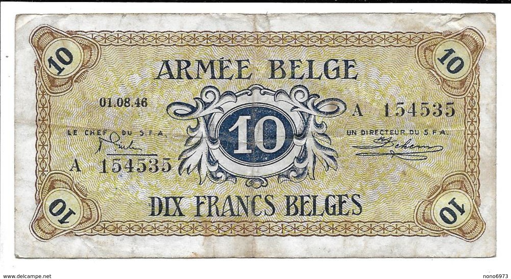 BELGIQUE - BELGIUM - ARMEE BELGE - BELGISCH LEGER - 10 F - 10 Francs