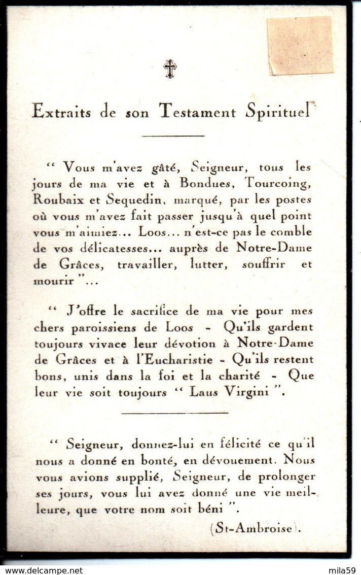 Souvenir De Jules Bossut. Prêtre à Saint Saulve. Vicaire à Bondues, Tourcoing. Né à Roubaix. Curé à Sequedin. Loos. - Autres & Non Classés