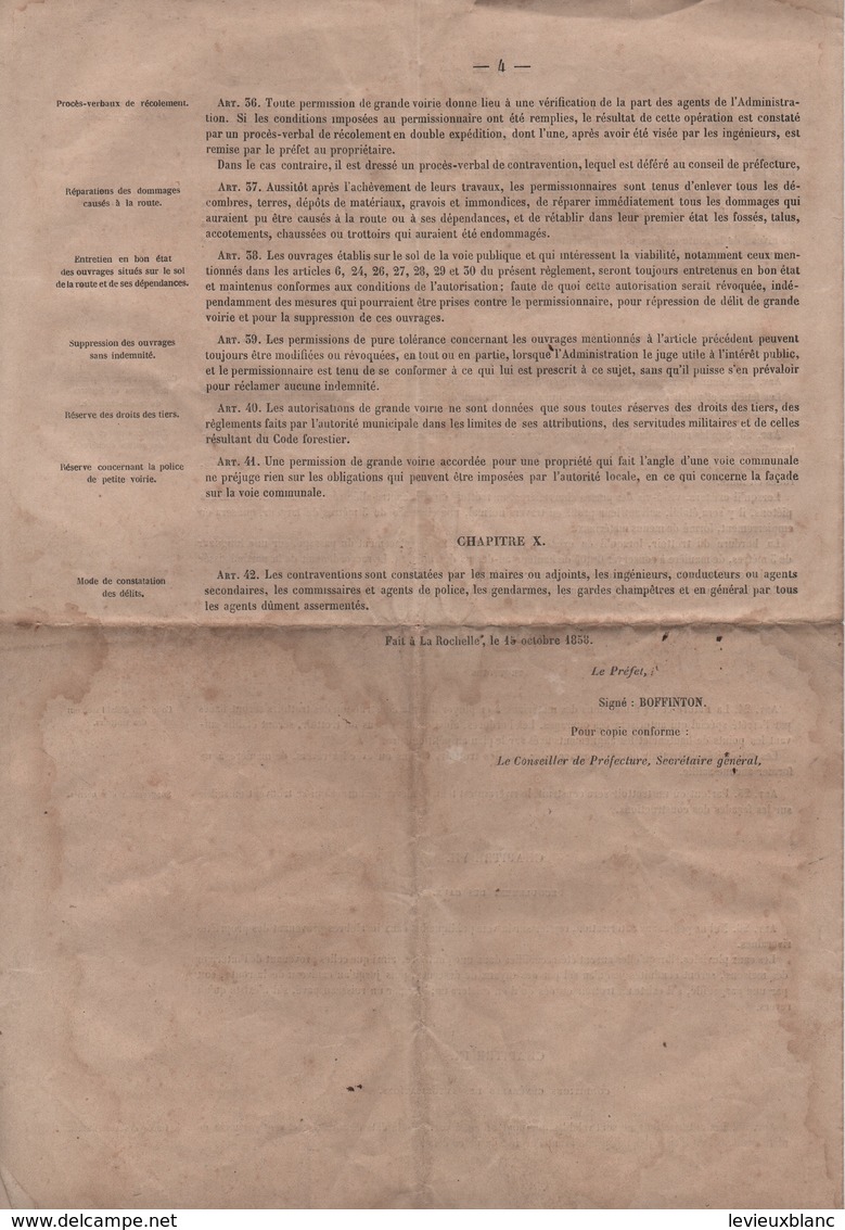 Autorisation D'exécution De Travaux /Département De La Charente Inférieure/La ROCHELLE/1871     AEC157 - Autres & Non Classés