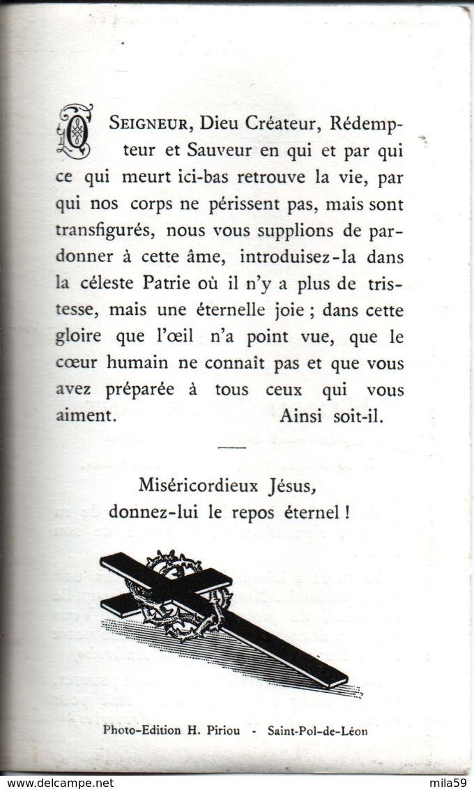 Souvenir Hamon Sourimant. Décédé à Plougoulm Le 26 Mars 1962. Conseiller Paroissial. Mérite Diocésain. - Religion & Esotérisme